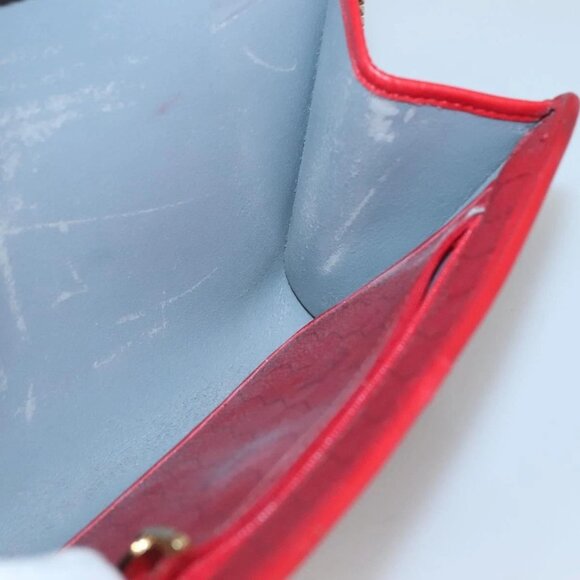 Christian Dior Honeycomb Canvas Chain Shoulder Bag PVC Red Gold Auth MX492 - Picture 12 of 16